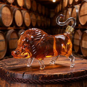 Botella de vino personalizada 1000ML con forma de jabalí licor decantador de vino botella de vidrio con forma de cerdo - Product Image 5