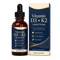Gouttes de Vitamines Liquides Standardisées D3 K2 MK7 5000 UI avec Huile MCT pour une Absorption Maximale – Soutien du Bien-être Cardiaque et Osseux
