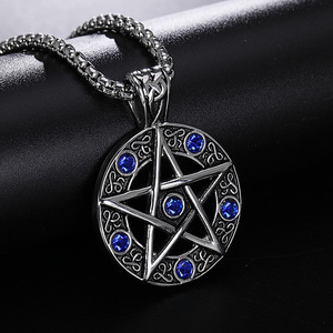 Nuevo Modelo de Moda en Oferta - Collar con Colgante de Estrella de Cinco Puntas con Logotipo Retro de Diablo/Sátanás. Venta Directa de Fábrica. - Product Image 1