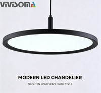 Luminaire suspendu LED rond noir minimaliste PR33001, design ultra-plat avec lumière à intensité variable pour la maison, le bureau et la salle à manger