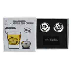 High Quality Apple Shaped stainless steel Ice Cubes- Wine Chilling Whiskey Stones Gift Set for Christmas