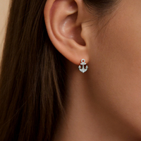 Magnifiques Boucles d'Oreilles Clous Ancre Argentées Éblouissantes, Style Marin Nautique, Serties de Zircons Cubiques Scintillants, Bijoux Polis pour Femme, Idéal Cadeau
