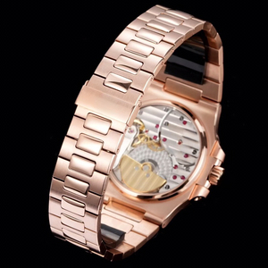 Montre pour homme avec boîtier en or rose, phase de lune, cadran noir avec date, polyvalente, décontractée, pour occasions formelles, montre-bracelet de luxe haut de gamme, objet de collection - Product Image 6