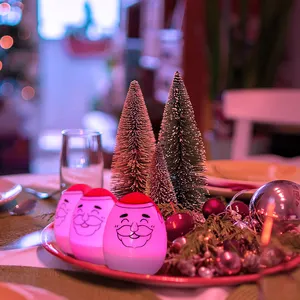 复活节彩蛋塑料发光二极管粉色彩蛋灯圣诞老人图案室内装饰圣诞装饰灯