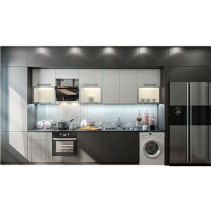 Alto brillo de pvc mdf armario de madera muebles fregadero puertas y frentes de <span class=keywords><strong>cajón</strong></span> de gabinete de <span class=keywords><strong>cocina</strong></span> moderna diseños - Product Image 3