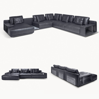 Metropolitan Avant-garde - Mueble de Almacenamiento Monolítico con Nichos Abiertos, en Forma de L, con Estructura de Madera Maciza y Tapizado en Cuero Genuino, Extra Grande