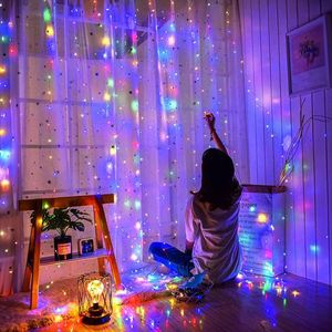 3*3m USB Remote Control LED Copper Wire Curtains <b>Window</b> Fairy String Lamp Hook with IP44 for Christmas Decoration <b>Lights</b> - Product Image 5