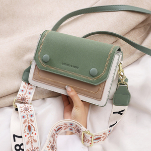 New <b>candy</b>-colored wide and narrow double shoulder straps fashionable Korean style trendy and high-quality small square bag - Product Image 1