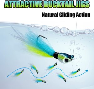 Jigs Bucktail de 1/8 oz à 6 oz, têtes métalliques en plomb, pour eau salée/eau douce, plusieurs tailles, pour la pêche au bar, au rayé et au bleu. - Product Image 4