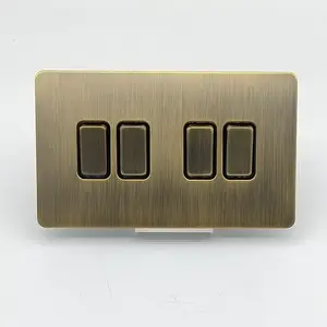 4 gang Switch Retro Series Brass Switch Stainless Steel Brushed Bronze Four Gang Two Way Coppery Switch