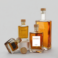 Bouteille en verre carrée plate pour liqueur, bouteille personnalisée pour boissons, vente en gros