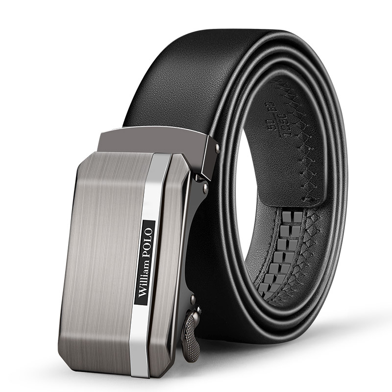 Новинка 2020, регулируемый деловой и повседневный автоматический ремень WILLIAMPOLO, черные ремни из натуральной кожи для мужчин