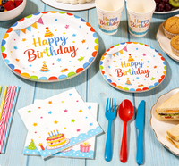 Ensemble de fête jetable tout-en-un pour anniversaire, décoration de table, ensemble de fête jetable coloré pour anniversaire, fournitures de fête pour enfants et adultes