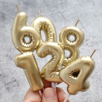 Kinder Geburtstagstorte Zahlenkerze Champagner-Gold Kuchendekoration Ballonkerze für Partys