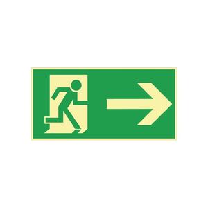 Señal DE EMERGENCIA BGV A8 L297xW148 mm ruta de escape, plástico derecho - Product Image 1
