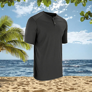 Chemises pour hommes en jersey respirant lin/coton à manches courtes boutonnées décontractées pour la plage et la mode estivale - Product Image 2