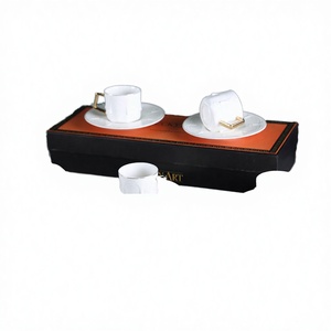 Modern Eco-Friendly Porcelain <b>Espresso</b> <b>Cup</b> and Saucer Set of 6 White Face Design - Product Image 3