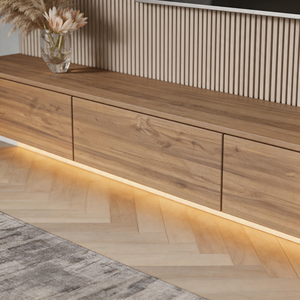 Mueble <span class=keywords><strong>de</strong></span> <span class=keywords><strong>TV</strong></span> Moderno con Ranuras, Estante con Pantalla LED, Mueble <span class=keywords><strong>Flotante</strong></span> <span class=keywords><strong>para</strong></span> Sala <span class=keywords><strong>de</strong></span> Estar, <span class=keywords><strong>para</strong></span> Televisores <span class=keywords><strong>de</strong></span> 65 Pulgadas - Product Image 6