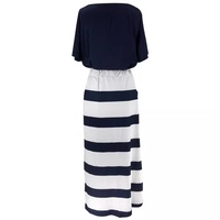 Ensemble deux pièces décontracté pour femme : haut à manches courtes imprimé ancre et jupe longue rayée – Tenue nautique – Vente en gros personnalisée