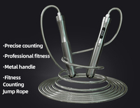 Corde à sauter numérique personnalisée avec compteur, rechargeable USB-C, vitesse réglable, poignées en alliage et silicone, câble en acier 4.0