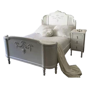 French Retro Solid Wood <strong>Cream</strong> White Master Bedroom <strong>Double</strong> <strong>Bed</strong> Queen European Court Carved Princess <strong>Bed</strong> - Product Image 1