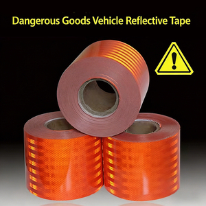 Ruban de sécurité haute visibilité en PVC acrylique orange, sensible à la pression, étanche, pour marchandises dangereuses, normes UE, camions-citernes, matières dangereuses - Product Image 1