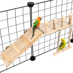 Dayanıklı ahşap kuş Perches kafes oyuncaklar oyun platformu papağan spor egzersiz Parakeet kafes aksesuarları salıncak tırmanma merdiven standları - Product Image 4