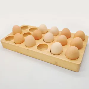 Yczm Chất Lượng Cao Thân Thiện Với Môi Mộc Mạc Bằng Gỗ Giữ Trứng Gỗ Khay Trứng Cho 18 Trứng