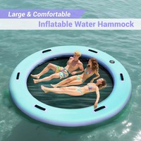 Equipo de Juego Acuático, Colchoneta Flotante de PVC con Tecnología Drop-Stitch, Anillo Flotante Redondo con Cuerda de Nailon de Alta Elasticidad