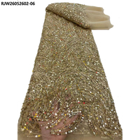 Tissu de dentelle en tulle français brodé de perles lourdes couleur orange brûlé, idéal pour les mariages nigériens et africains