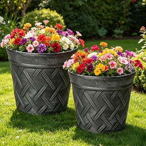 Jardinières rondes en plastique dorées et argentées, style antique, pour <span class=keywords><strong>extérieur</strong></span>, à prix abordable - Product Image 3