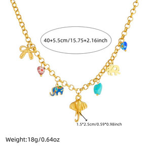 Delicado Collar con Colgante de Elefante para Mujer, Chapado en Oro PVD de 14k y 18k, Acero Inoxidable 316L, Joyería Fina - Product Image 6