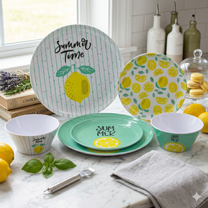 Juego de Vajilla de Melamina con Diseño de Limones, 12 Piezas, Servicio para 4 Personas - Product Image 1