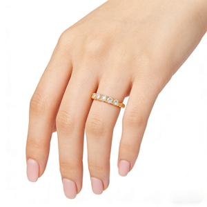 Bague pour femme plaquée or jaune avec diamant de laboratoire taille brillant rond, style classique de fiançailles, UJ Creations UR6592 - Product Image 5