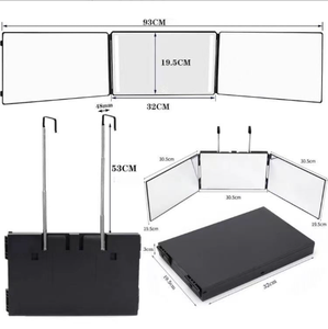 Espejo Tríptico de 3 Vías 360 °   Gancho Telescópico Ajustable en Altura con Aumento de 5X para Corte de Cabello, Maquillaje y Estilismo, Venta al Por Mayor - Product Image 3