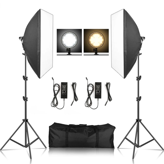 Photography 50X70 LED Lamp Softbox Lighting Kit Two Color Soft Box Continuous Light System Accessories for Photographic Camera