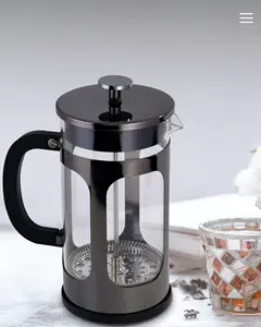 304 Grad Edelstahl französische Presse Kaffeemaschine tragbares Borosilikat-Glas Kaffeekanne