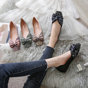 Nuevas Zapatillas Náuticas Planas con Perlas y Pedrería, Punta Cerrada, Sin Cordones, Ligeras, Transpirables, de Tela Elástica con Diseño de Parches Dobles - Product Image 6