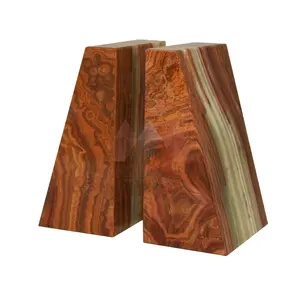 Unique Home Decoration Accessories Onyx Triangular Bookends Multicolor Marble Onyx Bookends In Different Weight And MOQ