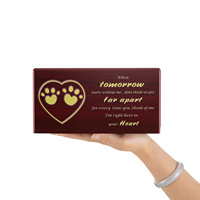Urne moderne en bois pour animaux de compagnie Mémorial Cercueil traditionnel Motif chat et chien Boîte funéraire Cercueil