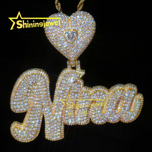 Beau cadeau pour fille nom personnalisé pendentif VVS Moissanite lettre pendentif Moissanite lettre glacé Hip Hop bijoux - Product Image 5