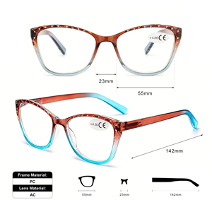 <span class=keywords><strong>Gafas</strong></span> de <span class=keywords><strong>lectura</strong></span> de ojo de gato para mujer con diamantes de imitación, lentes anti luz azul, bisagras de resorte, montura grande, <span class=keywords><strong>gafas</strong></span> para presbicia - Product Image 2