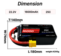 Аккумулятор LiPo 25C 6S 22.2V 12Ah 16Ah 22Ah 25Ah для БПЛА, FPV-дронов, квадрокоптеров, дронов с фиксированным крылом и мультироторных дронов