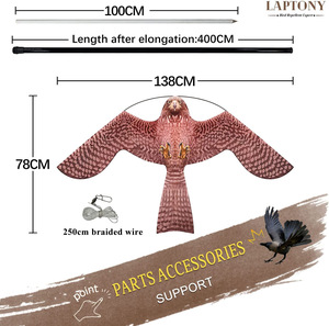 Cerfs-volants effaroucheurs d'oiseaux, cerf-volant simulé aigle-faucon, outil pratique de dissuasion des oiseaux <span class=keywords><strong>pour</strong></span> protéger <span class=keywords><strong>les</strong></span> cultures des <span class=keywords><strong>pigeons</strong></span> - Product Image 3