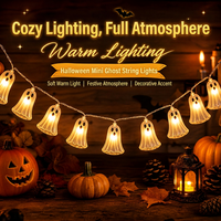 Guirlande lumineuse LED fantôme d'Halloween, chaîne de lampes clochettes, lumière décorative effrayante pour fête