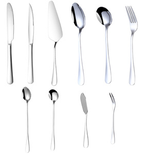 Ensemble de couverts en acier inoxydable série 1010, forme ovale, vaisselle occidentale durable pour mariage, steak, gâteau, dîner - Product Image 1