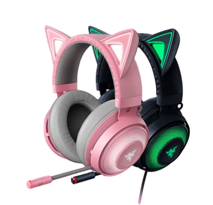 Razer Kraken Kitty Editionヘッドセット-アクティブノイズリダクションマイク付き有線USBクロマゲーミングヘッドセット