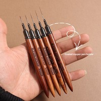 Pinceaux professionnels en bois de santal très fin pour nail art, lot de 5 pièces, différentes longueurs pour le dessin de lignes françaises