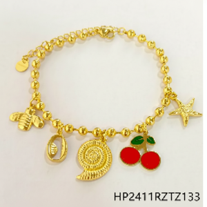 Conjunto de joyería informal para fiesta en la playa para mujer, accesorios a juego con acento de concha con acero inoxidable chapado en oro para joyería nupcial - Product Image 1