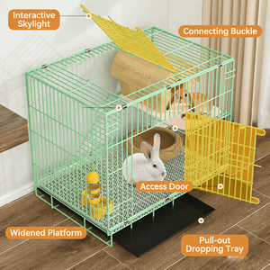 <span class=keywords><strong>Cage</strong></span> pour animaux de compagnie pliable double couche en fil métallique robuste et durable, pour intérieur et extérieur, avec plateau en plastique – Vente en gros usine - Product Image 2